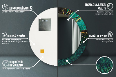 Miroir rond imprimé Vert marbre