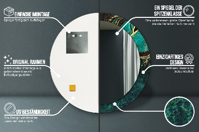 Miroir rond imprimé Vert marbre