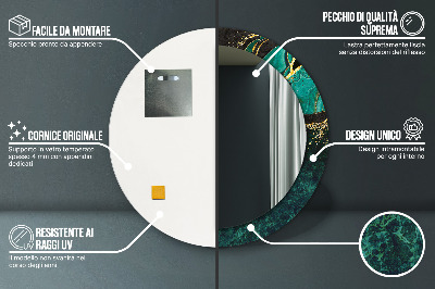 Miroir rond imprimé Vert marbre