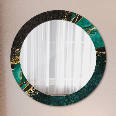Miroir rond imprimé Vert marbre
