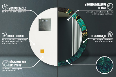 Miroir rond imprimé Vert marbre