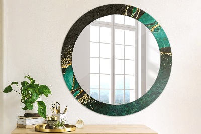 Miroir rond imprimé Vert marbre