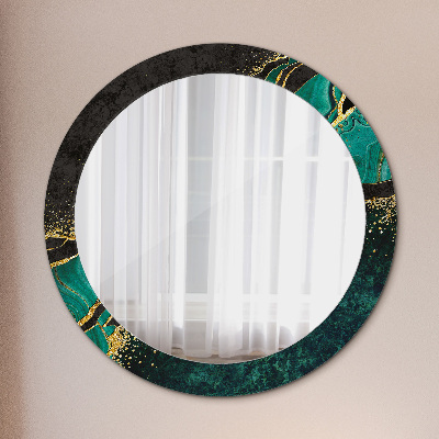 Miroir rond imprimé Vert marbre