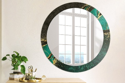 Miroir rond imprimé Vert marbre