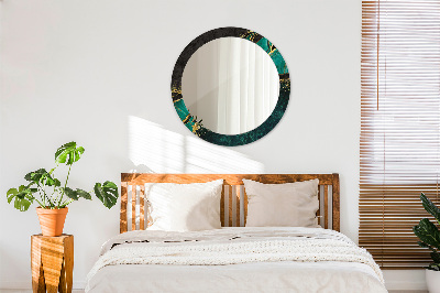 Miroir rond imprimé Vert marbre