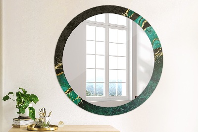 Miroir rond imprimé Vert marbre