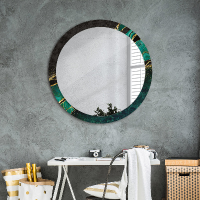 Miroir rond imprimé Vert marbre