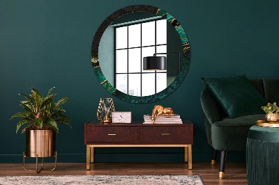 Miroir rond imprimé Vert marbre
