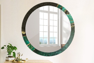 Miroir rond imprimé Vert marbre