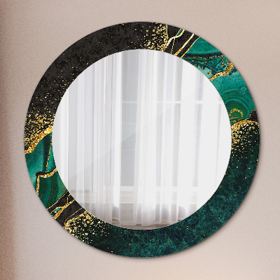 Miroir rond imprimé Vert marbre