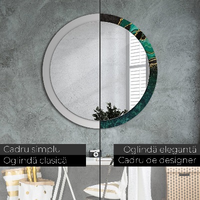 Miroir rond imprimé Vert marbre