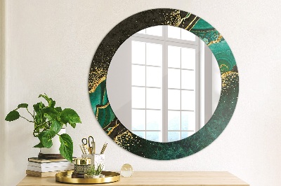 Miroir rond imprimé Vert marbre