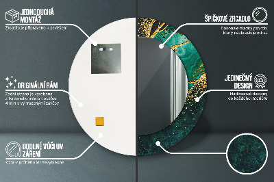 Miroir rond imprimé Vert marbre