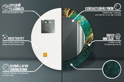 Miroir rond imprimé Vert marbre