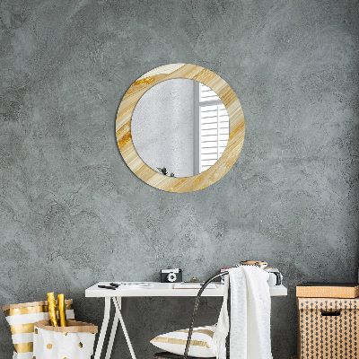 Miroir rond avec décoration Résumé doré