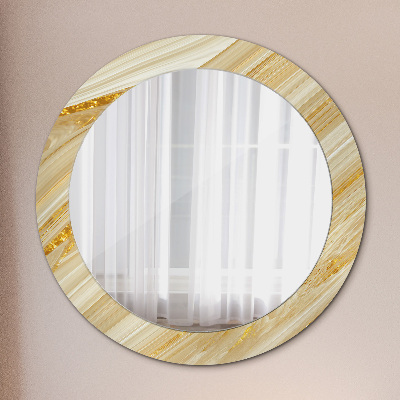 Miroir rond avec décoration Résumé doré