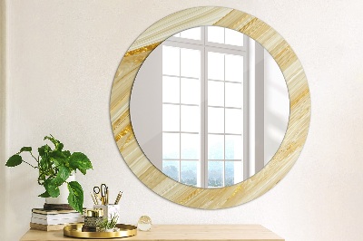 Miroir rond avec décoration Résumé doré