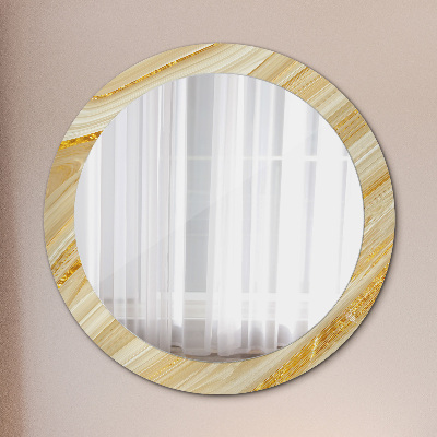 Miroir rond avec décoration Résumé doré