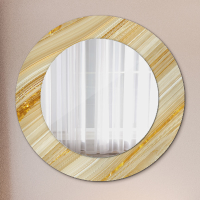 Miroir rond avec décoration Résumé doré