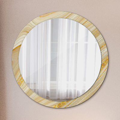 Miroir rond avec décoration Résumé doré