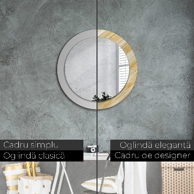 Miroir rond avec décoration Résumé doré