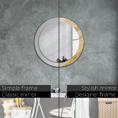 Miroir rond avec décoration Résumé doré