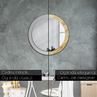 Miroir rond avec décoration Résumé doré