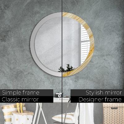 Miroir rond avec décoration Résumé doré