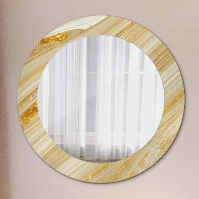 Miroir rond avec décoration Résumé doré