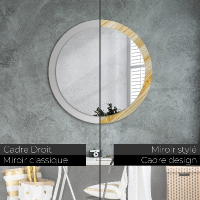 Miroir rond avec décoration Résumé doré