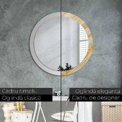 Miroir rond avec décoration Résumé doré