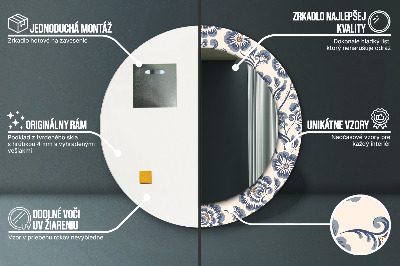 Miroir rond imprimé Motif de fleurs