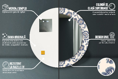 Miroir rond imprimé Motif de fleurs