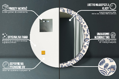 Miroir rond imprimé Motif de fleurs