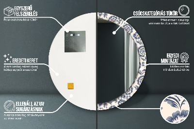 Miroir rond imprimé Motif de fleurs