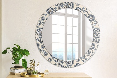 Miroir rond imprimé Motif de fleurs