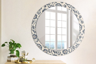 Miroir rond imprimé Motif de fleurs
