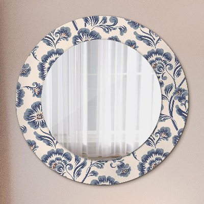 Miroir rond imprimé Motif de fleurs