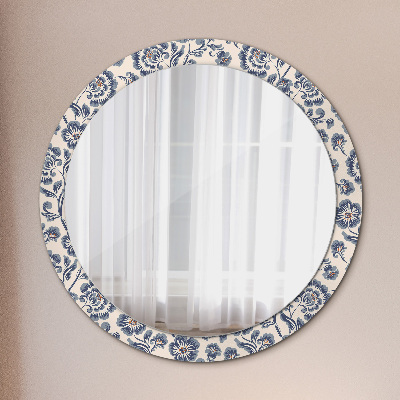 Miroir rond imprimé Motif de fleurs