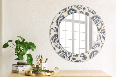 Miroir rond imprimé Motif de fleurs