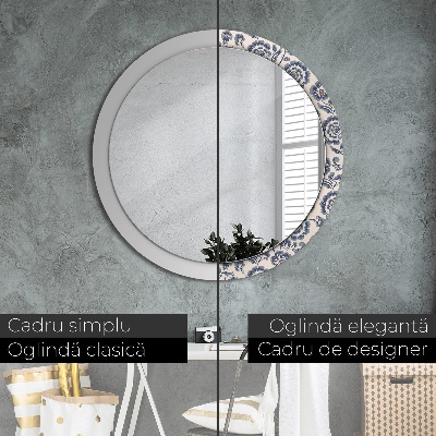 Miroir rond imprimé Motif de fleurs