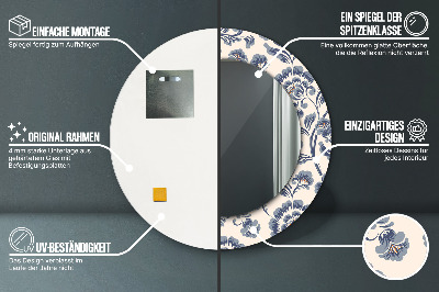 Miroir rond imprimé Motif de fleurs