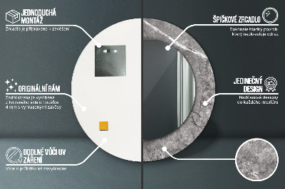 Miroir rond avec décoration Marbre rustique