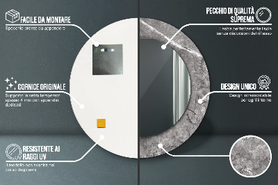 Miroir rond avec décoration Marbre rustique