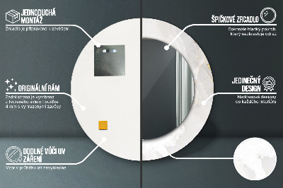 Miroir rond imprimé Marbre brillant