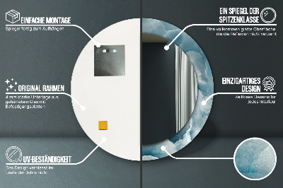 Miroir rond imprimé Marbre onyx bleu