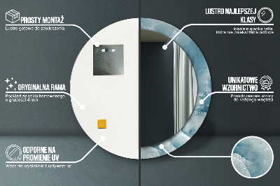 Miroir rond imprimé Marbre onyx bleu