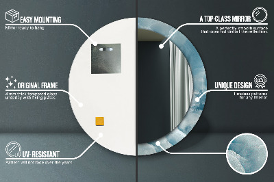 Miroir rond imprimé Marbre onyx bleu