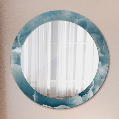 Miroir rond imprimé Marbre onyx bleu