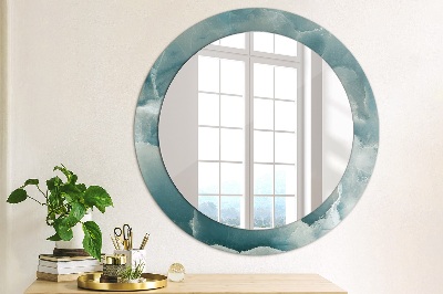 Miroir rond imprimé Marbre onyx bleu